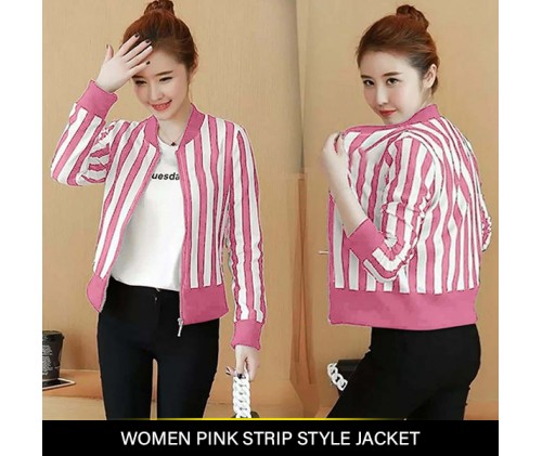 Women Pink Strip Style Jacket